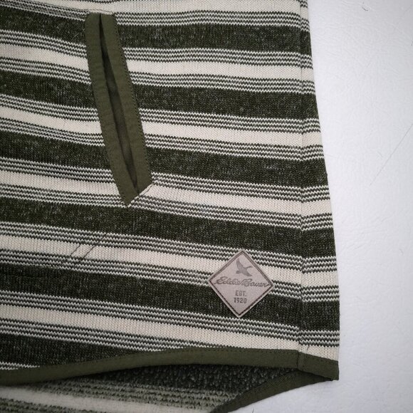 Eddie Bauer Ladies Size Medium Army Green/Off White Striped Fleece Lined Hoodie - Picture 8 of 13